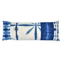 Blue Shibori Bolster Pillow Cover in Multi Pattern For 14x36 Long Pillow, One Of A Kind - thumbnail 1