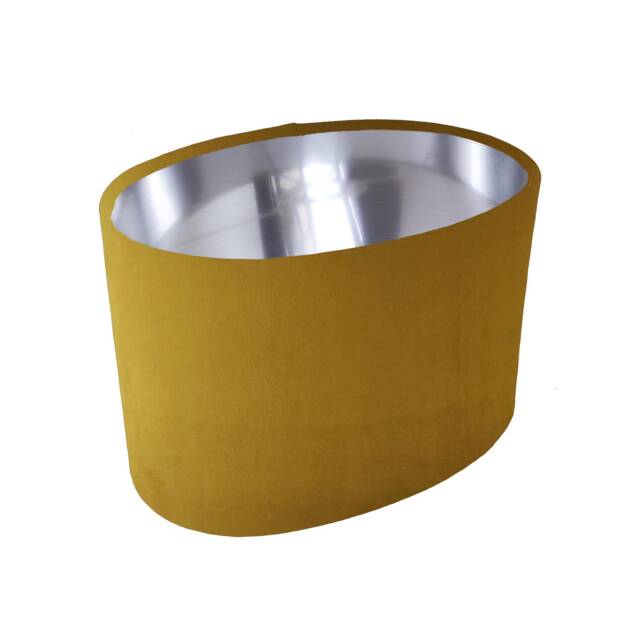 Mustard Oval Lampshade in Velvet With Silver Lining - image 1