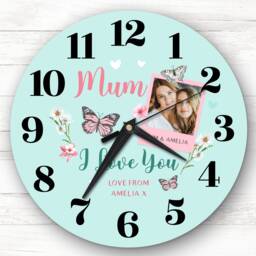 Mum I Love You Photo Gift Custom Personalised Clock - thumbnail 1