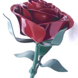 Long Stem Rose, Dark Red Metal Steel 11Th Anniversary, 6Th 4Th Eleventh - thumbnail 2