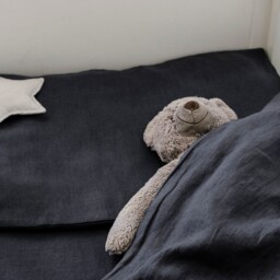 Organic Dark Grey Linen Bedding Setor Just Fitted Sheet, Duvet Cover, Pillowcase, For Baybies, Toddlers, Kids, Nursery Textiles - thumbnail 2