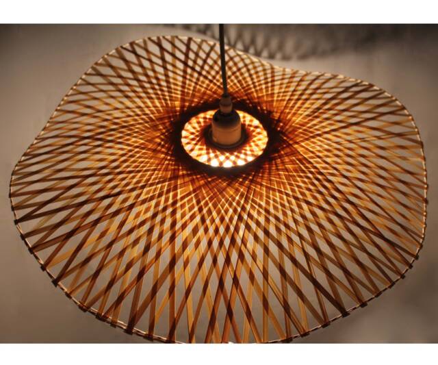 Handwoven Bamboo Pendant Light Wave-Shaped Lampshade - image 1