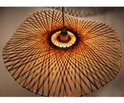 Handwoven Bamboo Pendant Light Wave-Shaped Lampshade