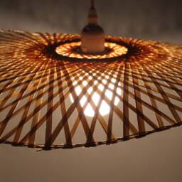 Handwoven Bamboo Pendant Light Wave-Shaped Lampshade - thumbnail 2