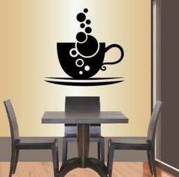 In-Style Decals Wall Vinyl Decal Home Decor Art Sticker Tea Coffee Cup With Bubbles Kitchen Cafe Shop Mural Removable Design 326 - thumbnail 1