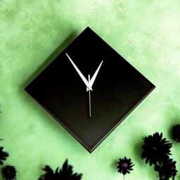 Minimalist Modern Contemporary Black Diamond Wall Clock 28cm, Silent Non-Ticking - thumbnail 4