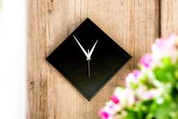 Minimalist Modern Contemporary Black Diamond Wall Clock 28cm, Silent Non-Ticking