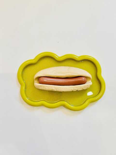 Hot Dog Wavy Wall Art/ Dopamine Decor/ Maximalist Fake Food/ Food Pop Sculpture/ Funky Unique Gift/Kitchen - image 1