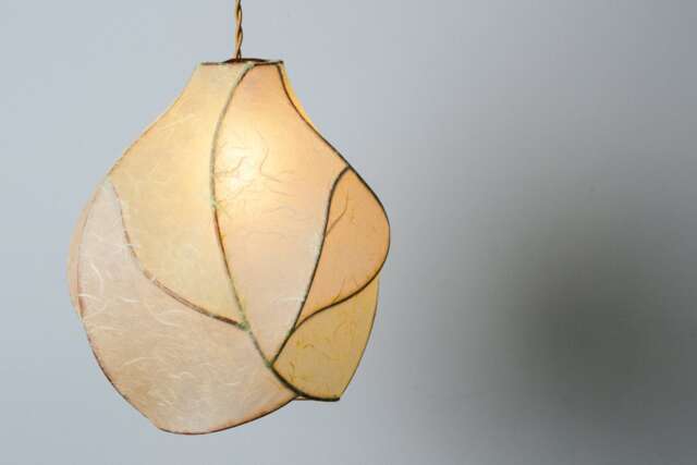 The Firefly - Copper & Paper Pendant Light in Cream Pale Yellow Papers - image 1