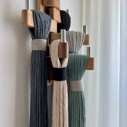 3D Fiber Art Wall Hanging Multicolored Textile Sculpture On Wood - thumbnail 3