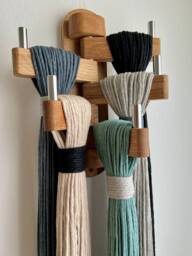 3D Fiber Art Wall Hanging Multicolored Textile Sculpture On Wood