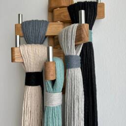 3D Fiber Art Wall Hanging Multicolored Textile Sculpture On Wood - thumbnail 4