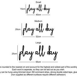 Play All Day Wooden Words Wall Art Sign, Nursery Decor - thumbnail 3