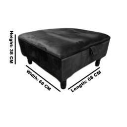 Handmade Black Velvet Ottoman, Chesterfield Storage Pouffe With Cushions - thumbnail 4
