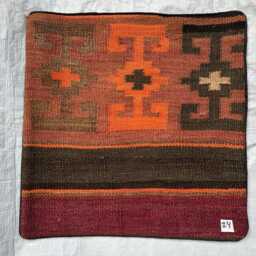 Seat Of 10 Pieces Scatter Cushions, Natural Dyes Flat Vintage Cushions 40x40cm - thumbnail 3