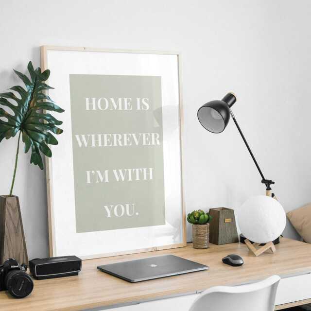 Home Is Wherever I'm With You - Minimal Poster Aesthetic Home Decor, Cute Quote, Bedroom Wall Art, Living Room Poster, Typography Print - image 1