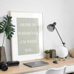 Home Is Wherever I'm With You - Minimal Poster Aesthetic Home Decor, Cute Quote, Bedroom Wall Art, Living Room Poster, Typography Print - thumbnail 1