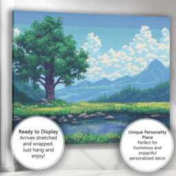 Majestic Lone Tree Mountain Meadow Scenic Landscape Canvas Wall Art Print Decor Picture Ready To Hang - thumbnail 3