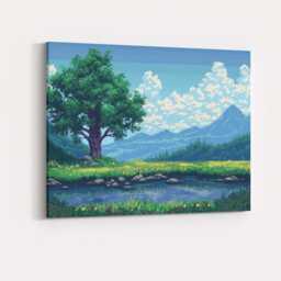 Majestic Lone Tree Mountain Meadow Scenic Landscape Canvas Wall Art Print Decor Picture Ready To Hang - thumbnail 4