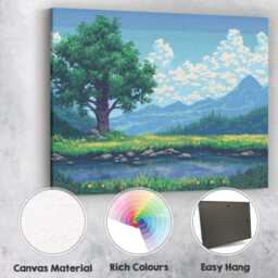 Majestic Lone Tree Mountain Meadow Scenic Landscape Canvas Wall Art Print Decor Picture Ready To Hang - thumbnail 2