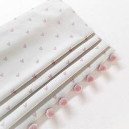 Pink Hearts Blackout Lined Roman Blind With Pom Trim
