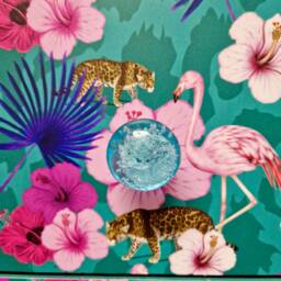 Light Pink & Teal Nightstand. Flamingo, Flower Tropical Leaf Design Bedside Table. Customisable End Table - thumbnail 4