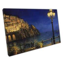 Serene Amalfi Coast Canvas Romantic Starry Night Scene For Home & Office Wall Decor - thumbnail 1