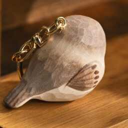 Personalised Wooden Bird Keyring - Engraved Name Gift For Family Birthday New Home Keepsake - thumbnail 2