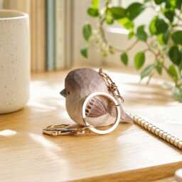 Personalised Wooden Bird Keyring - Engraved Name Gift For Family Birthday New Home Keepsake - thumbnail 3