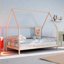 Floor Bed With Rails - Strawberry Canopy Solid Alder Wood Toddler Frame Bedroom Furniture For Kids - thumbnail 2