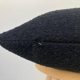 Black Boucle Pillow Cover , Textured Throw Modern Home Decor - thumbnail 2