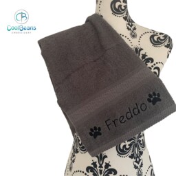 Dog Towels - Paws Side Personalised Font E - thumbnail 1