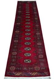 2.6x10 Red Color Bokhara Rug - Runner Hallway Luxury Bukhara Fine Quality Woolen Afghan