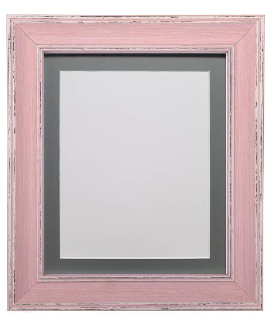 Scandi Pink Distressed Photo Frame Dark Grey Mount - image 1