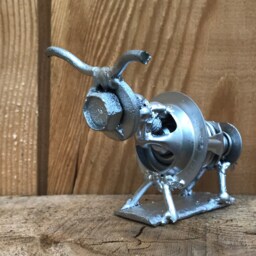 Bull Figure, Cowboy Recycled Art, Metal Figures, Rodeo - thumbnail 2