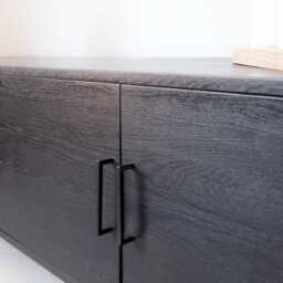 Handmade Black Solid Wood Tv Stand Mid-Century Modern Media Console - thumbnail 2