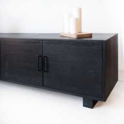 Handmade Black Solid Wood Tv Stand Mid-Century Modern Media Console - thumbnail 3
