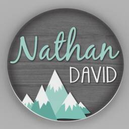 Round Nursery Name Sign, Decor, Wall Art, Boy Nursery, Mountain Rustic Woodland - thumbnail 3