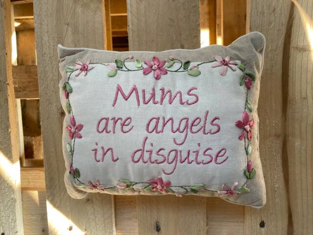 "Floral Gift Cushion ""Mums Are Angels in Disguise" - image 1