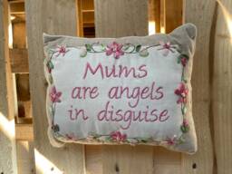 "Floral Gift Cushion ""Mums Are Angels in Disguise" - thumbnail 1