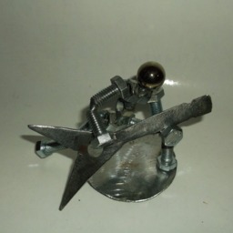 Guitarist, Metal Bolt Figurine. Musicians, Electric Guitar - thumbnail 4