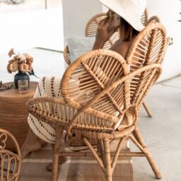 Boho Rattan Chair -Flower Modern Rattan Club Chair, Patio, Living Room, Inside Furniture, Boho - thumbnail 2