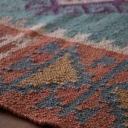 Handwoven Jute Wool Kilim Rug Indian Home Decor - 4x6 Ft - thumbnail 4