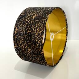 New Luxury Premium Quality Animal Sand Leopard Faux Fur Realistic Skin Velvet Drum Shape Lamp Shade Pendant Light With Metallic Lining - thumbnail 2