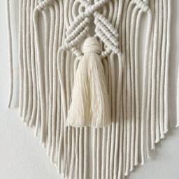Small Macrame Wall Hanging For Boho Apartment, Nordic Style Interior Decor, Above Couch Tapestry, Gift Woman, Unique Geometric Pattern - thumbnail 4