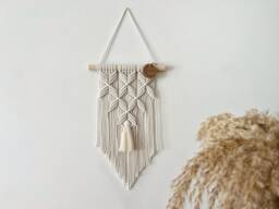 Small Macrame Wall Hanging For Boho Apartment, Nordic Style Interior Decor, Above Couch Tapestry, Gift Woman, Unique Geometric Pattern