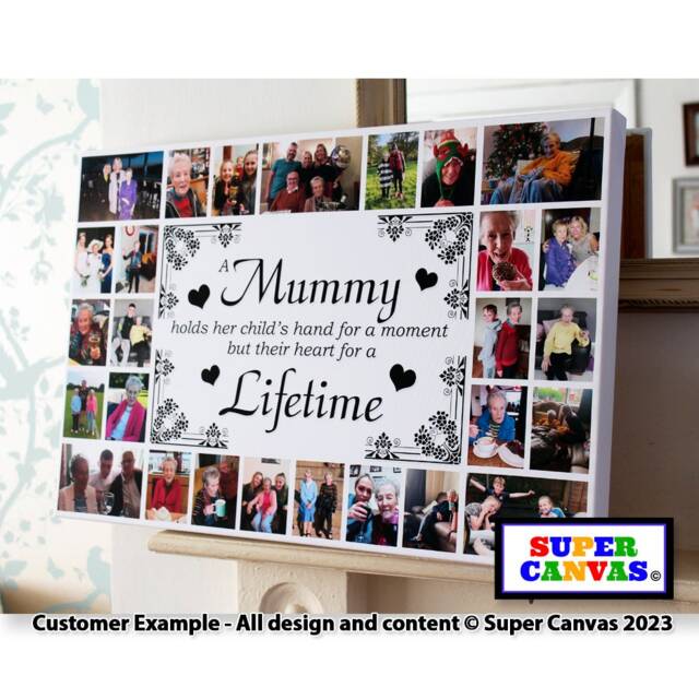 Handmade Mum Personalised Mummy 28 Picture Photo Collage Family Wall Art Framed Canvas Print Unique Birthday Mothers Day Gift For - image 1
