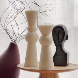 Soy Wax Chess Pillar Candle Set - Ribbed Decorative Candles