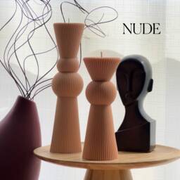 Soy Wax Chess Pillar Candle Set - Ribbed Decorative Candles - thumbnail 2