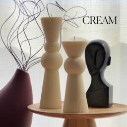 Soy Wax Chess Pillar Candle Set - Ribbed Decorative Candles - thumbnail 3